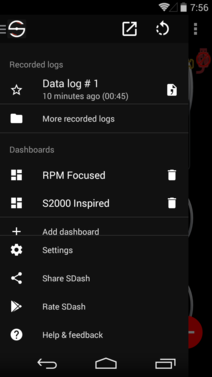 SDash screenshot on a Smartphone