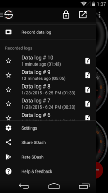 SDash screenshot on a Smartphone